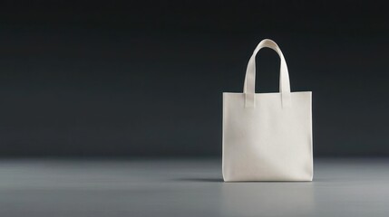 White Tote Bag On Dark Gray Background