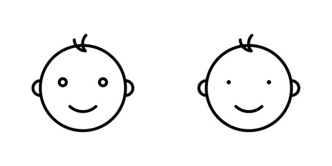 Child head icons. stroke line and black solid icons