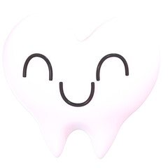 Cute 3d Heart-Shaped Tooth Character Illustration