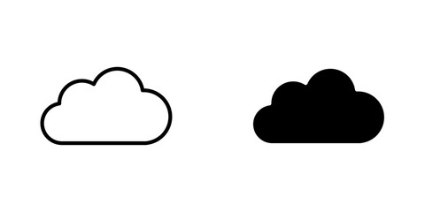 Cloud icons. stroke line and black solid icons
