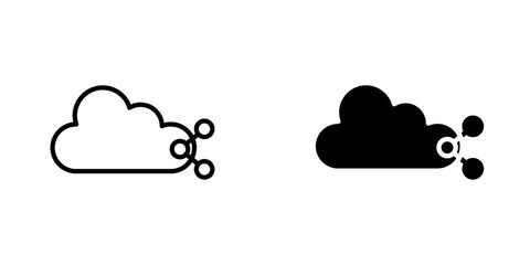 Cloud share icons. stroke line and black solid icons