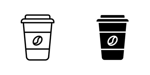 Coffee icons. stroke line and black solid icons