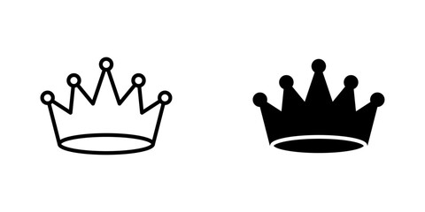 Crown icons. stroke line and black solid icons