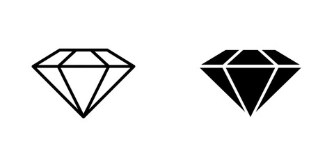 Diamond icons. stroke line and black solid icons