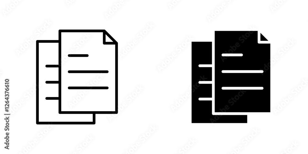 Poster duplicate icons. stroke line and black solid icons