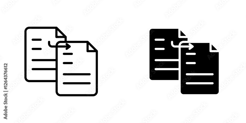 Poster duplicate icons. stroke line and black solid icons