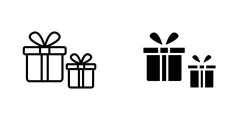 Gifts icons. stroke line and black solid icons