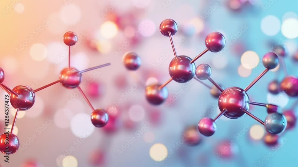 Aufkleber colorful molecule and atom structures in abstract background showcasing science and chemistry concep
