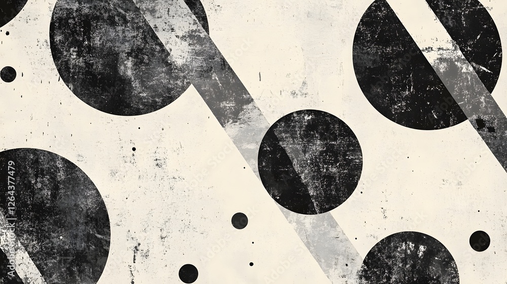 Poster Mesmerizing abstract monochrome textured composition featuring a dynamic arrangement of geometric shapes patterns and textures in a striking black and white color palette