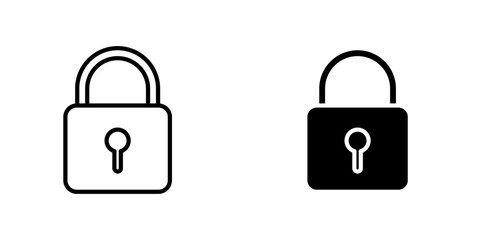 Lock icons. stroke line and black solid icons
