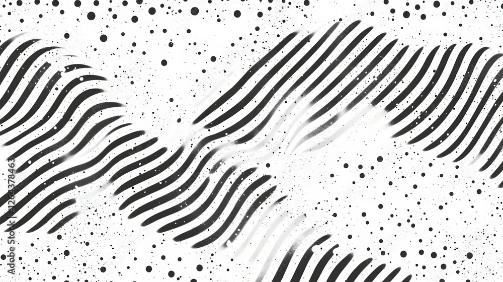 Aufkleber mesmerizing black and white abstract pattern with dynamic wavy lines and curves creating a captivati