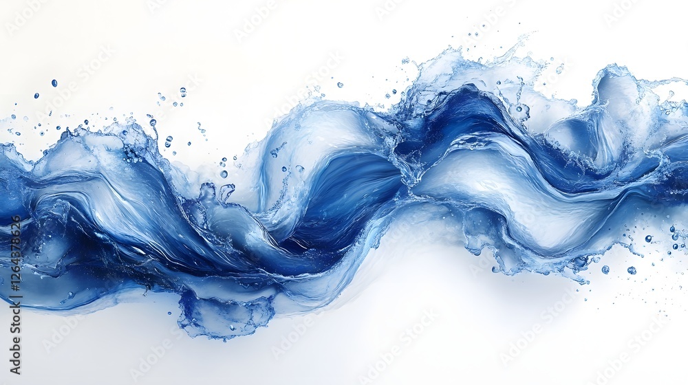 Leinwandbilder Mesmerizing Blue Liquid Flow and Wave Abstract Art Design  Elegant and dynamic visual art with organic translucent and captivating fluid movement and splash patterns