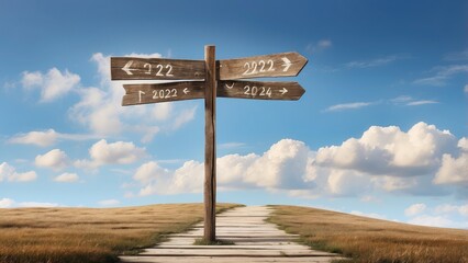 "Wooden Sign Welcoming 2025 and Saying Goodbye to 2024: A Symbol of New Beginnings and Business Opportunities"