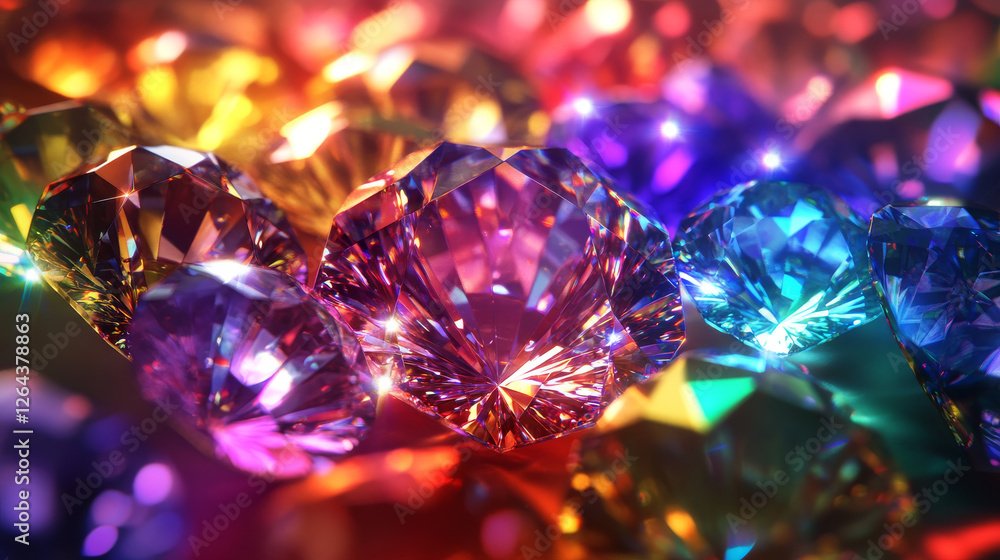 Poster crystal rainbow light flare overlay vector effect. diamond prism sparkle with optical iridescent ref