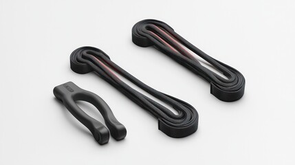 Naklejka premium Compact bands integrating tech for seamless strength and flexibility exercises.