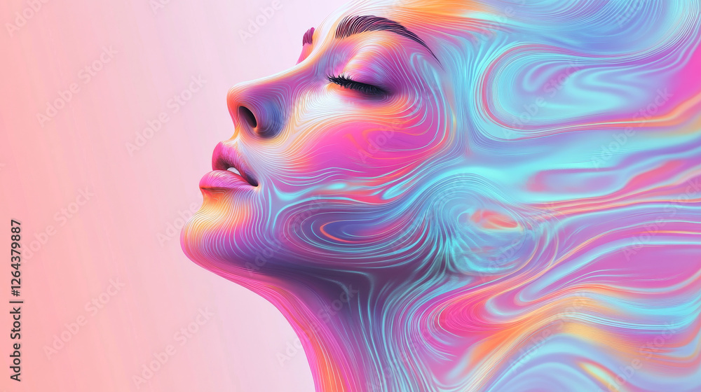 Aufkleber holographic abstract blur spot. vector 3d chameleon y2k aura shape gradient texture. soft geometric 