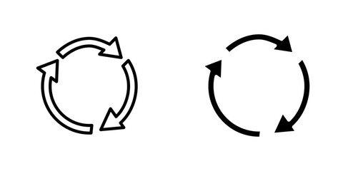 Recycle icons. stroke line and black solid icons