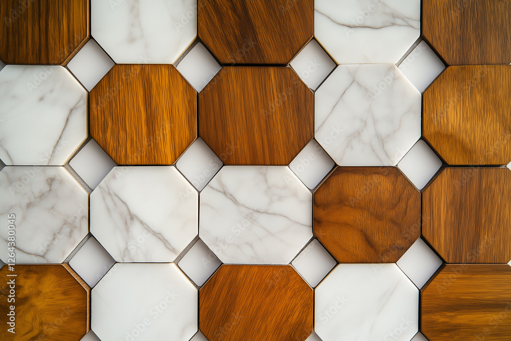Poster honeycomb patterned wood panels in hexagonal shape, wood, background, and abstract brown pattern. a 