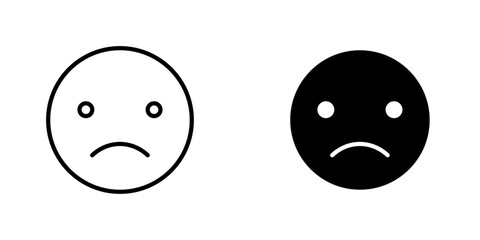 Sad icons. stroke line and black solid icons