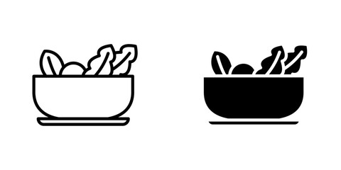Salad icons. stroke line and black solid icons