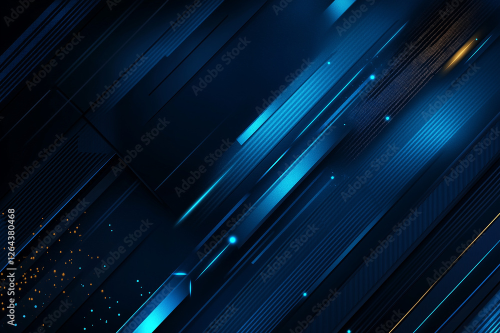 Aufkleber 3d blue techno abstract background overlaps layer on dark space with glowing dots shape decoration. 