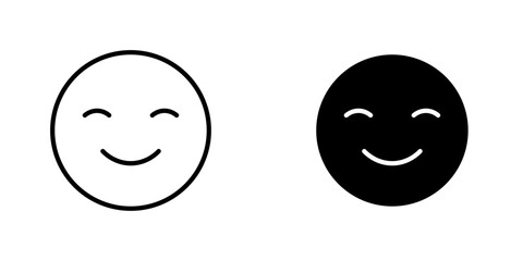 Fototapeta premium Smile icons. stroke line and black solid icons