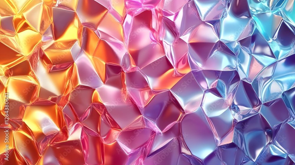 Poster Mesmerizing Colorful Geometric Crystal Prism Pattern Kaleidoscope Texture Backgrounds  Vibrant dazzling and hypnotic abstract design with iridescent prismatic and refractive effects