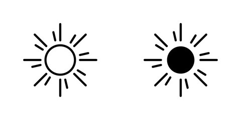 Sun icons. stroke line and black solid icons