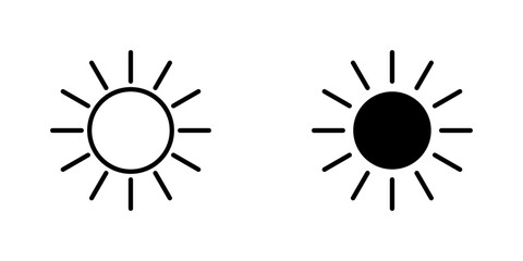 Sun icons. stroke line and black solid icons