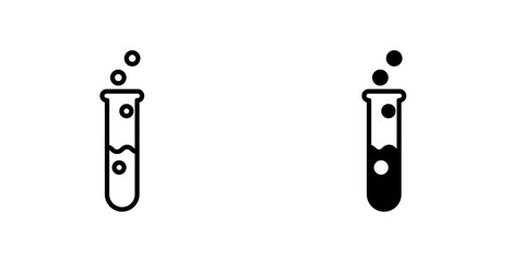 Test tube icons. stroke line and black solid icons