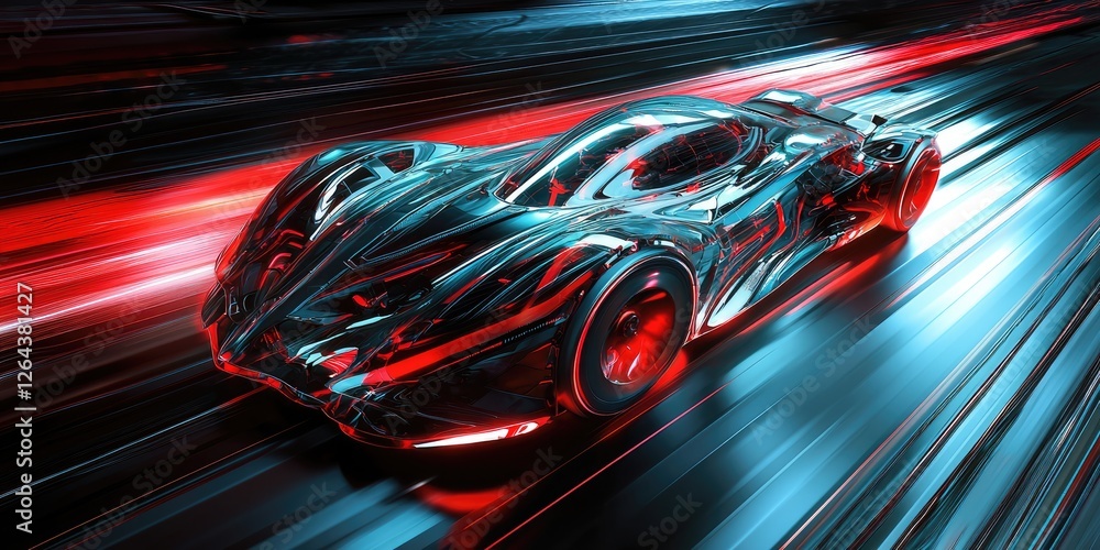 Poster An abstract image featuring futuristic art with an emphasis on sleek and cutting-edge designs, blending advanced patterns and neon colors to produce a visually captivatin