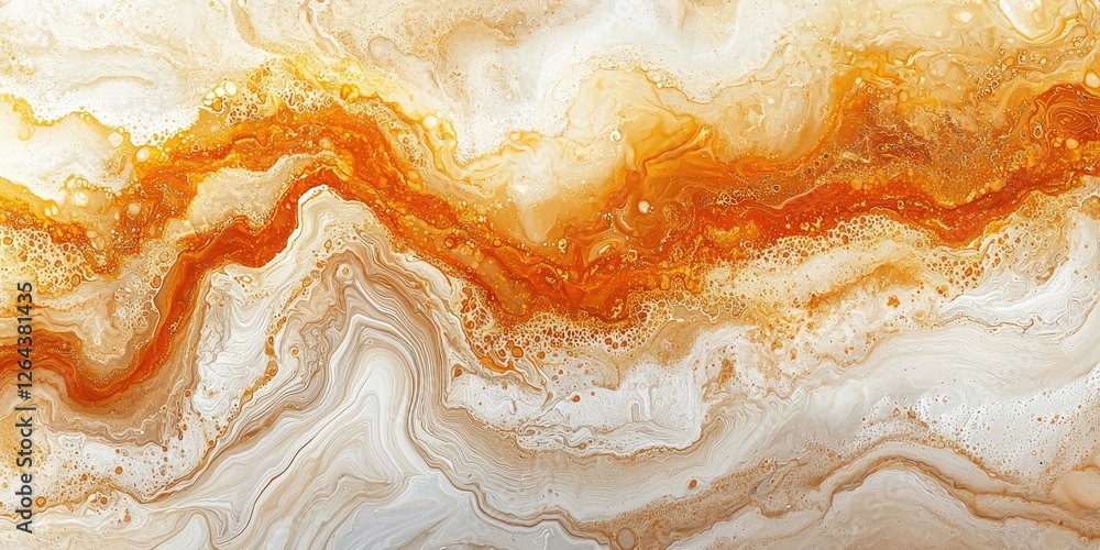 Poster An abstract image featuring marbling fluid art with intricate patterns that flow and swirl in a harmonious blend of colors, capturing the elegant and organic movement of