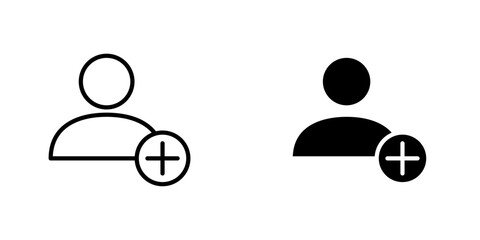 User add icons. stroke line and black solid icons