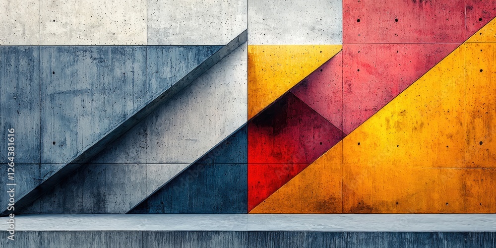 Poster Abstract image showcasing contemporary geometric patterns with a sleek, minimalist style, combining sharp lines and smooth curves in a harmonious arrangement of bold, con