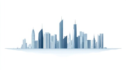 Fototapeta premium Modern city skyline, urban landscape, daytime, background clear sky, website header