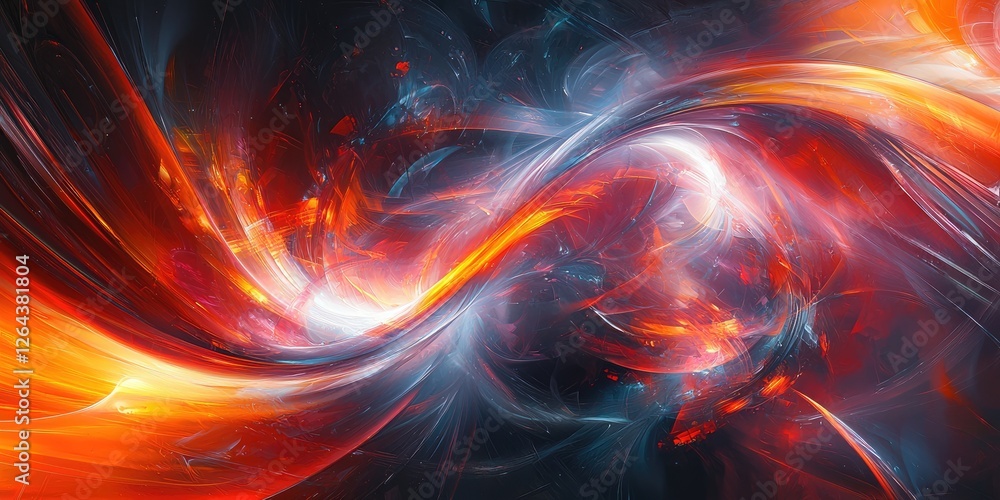 Poster An abstract scene where futuristic art evokes a sense of innovation and technology, utilizing dynamic shapes and glowing effects to create a rich and immersive visual exp