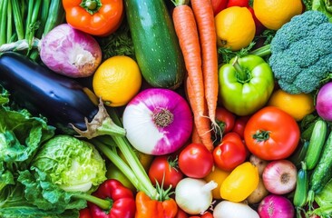 Vibrant Vegetable Abundance: A Colorful Still Life of Fresh Produce