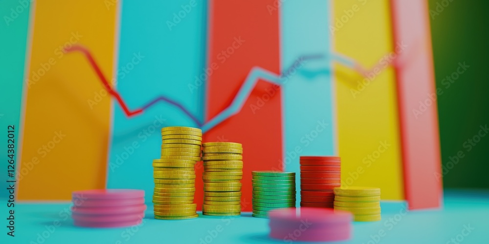 Poster financial presentation on managing personal finances, with colorful charts and analysis, designed to