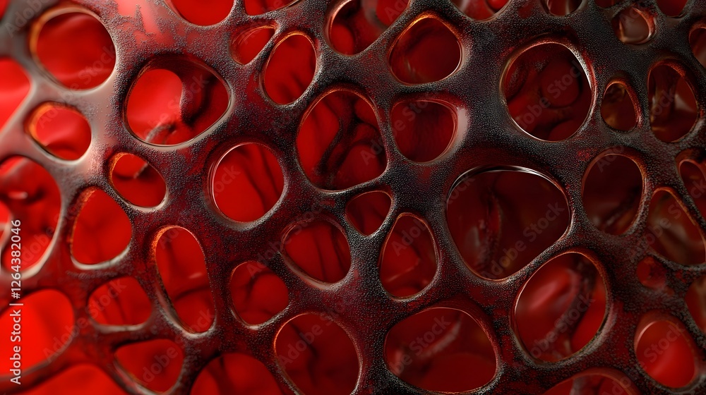 Poster mesmerizing crimson abstraction a captivating digital artwork showcasing vibrant fiery plasma cells 
