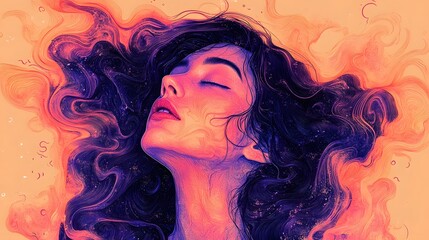 Mesmerizing Dreamscape of Vibrant Colored Swirls and Flowing Hair