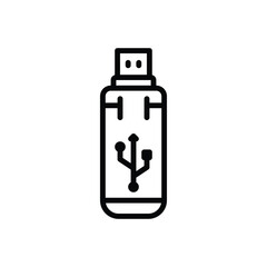 Black line icon for usb
