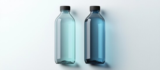 Two stylish and reusable water bottles highlighted on a white canvas.