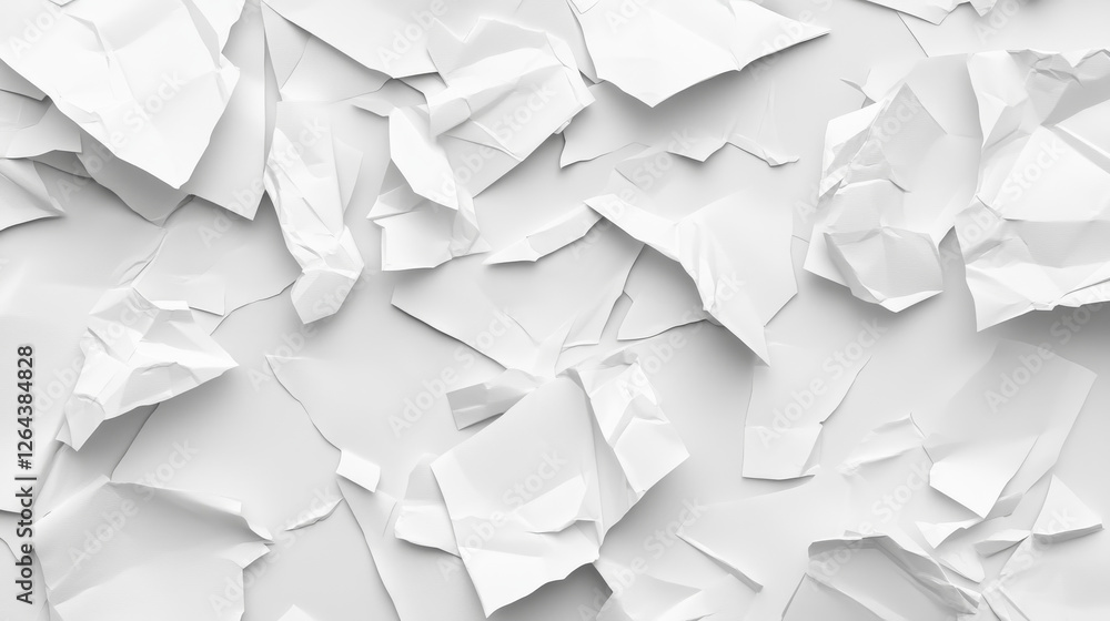 Aufkleber old paper sheets with torn edges. white ripped and crumpled notes and scraps isolated on gray backgr