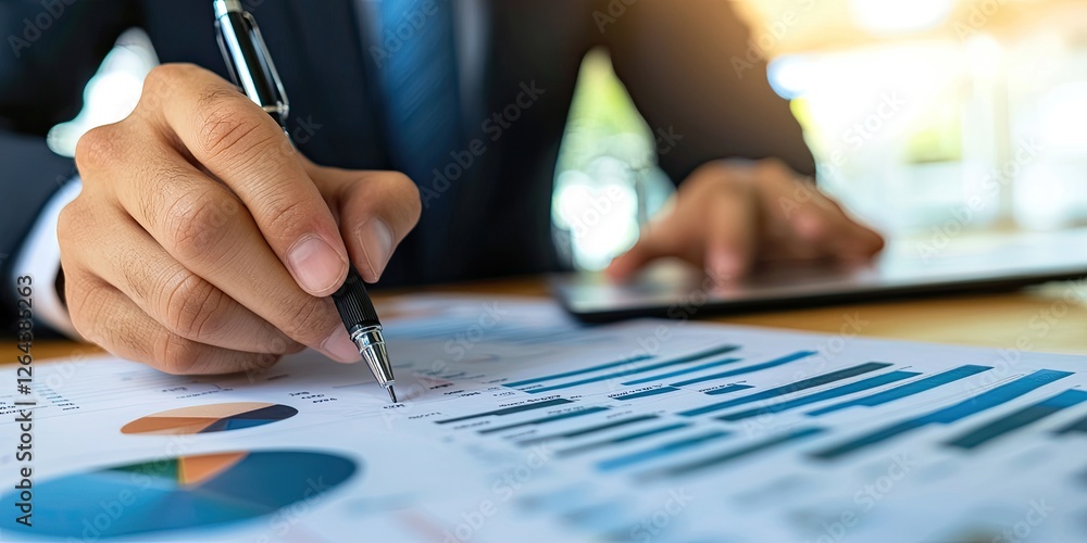 Aufkleber Corporate professionals conducting goal-setting sessions with data visualizations and strategic discussions to align goals.