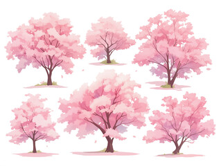 Obraz premium 春を彩る桜の木のイラスト｜ナチュラルな背景素材