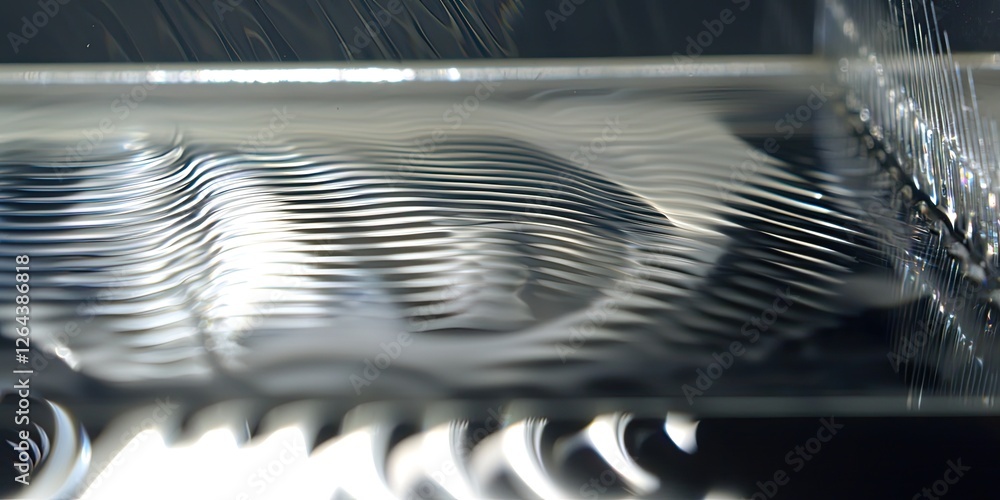 Aufkleber a wave interference experiment in a ripple tank, showing wave crests and troughs forming a clear interference pattern.