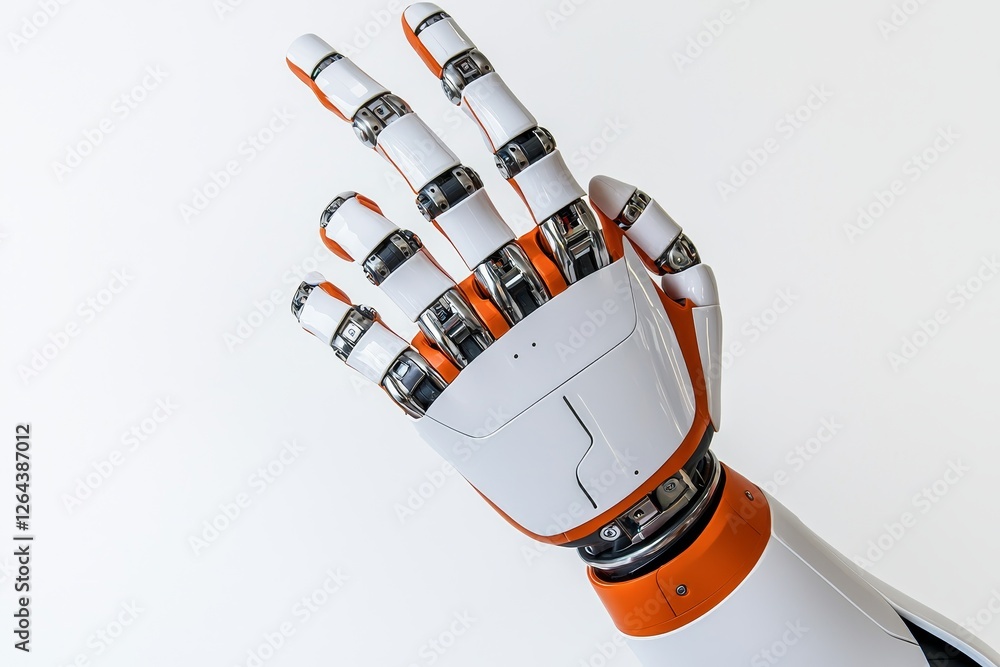 Poster digital transformation, innovation and adaptation concept. robotic hand with intricate design and me