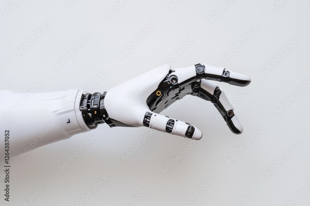 Poster digital transformation, innovation and adaptation concept. robotic hand with intricate design and me