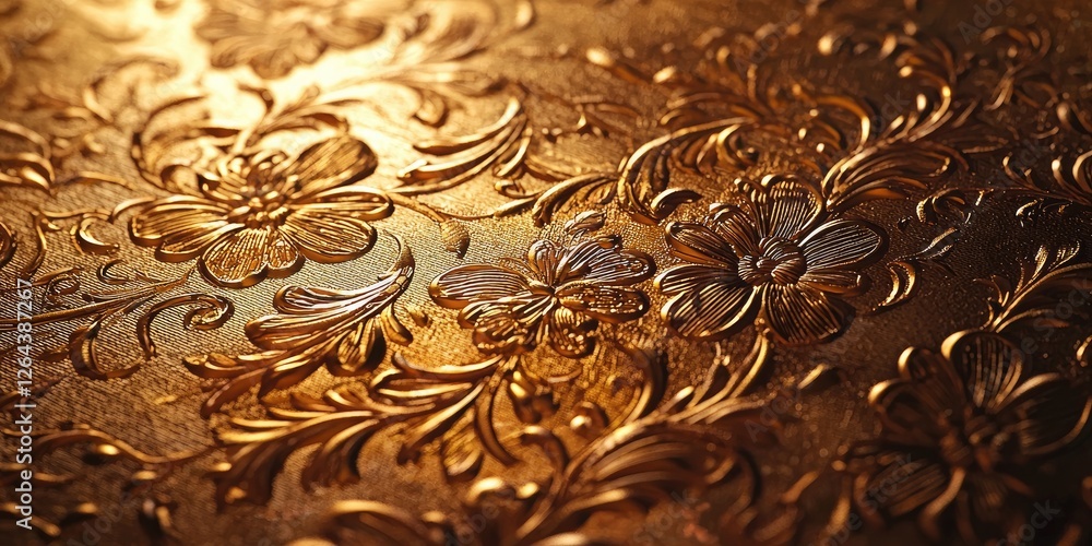 Poster High-resolution close-up of intricate brocade patterns with subtle shine and rich details, perfect for luxurious classic backgrounds.