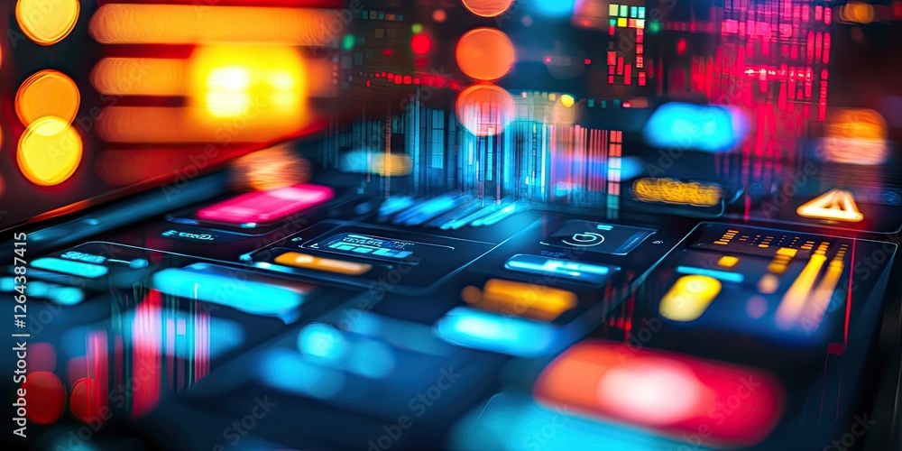 Leinwandbilder High-resolution close-up of a smart device interface displaying responsive elements and vibrant colors, perfect for modern technology designs.